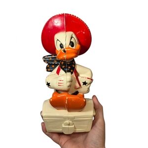 Vintage Mid Century Knickerbocker Walt Disney Donald Duck Plastic Coin Bank